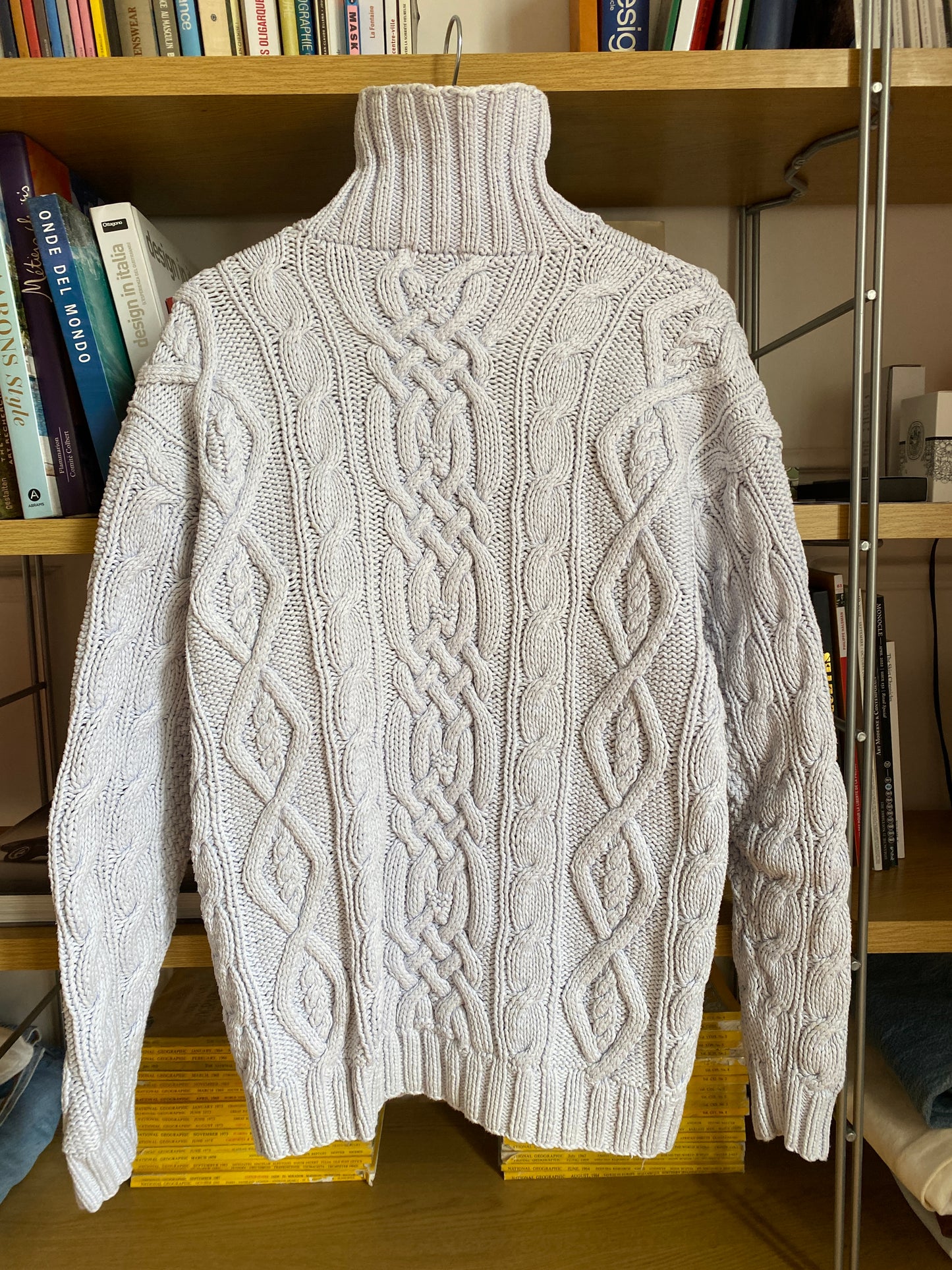 c.1990 Handknitted Blanc Bleu pullover