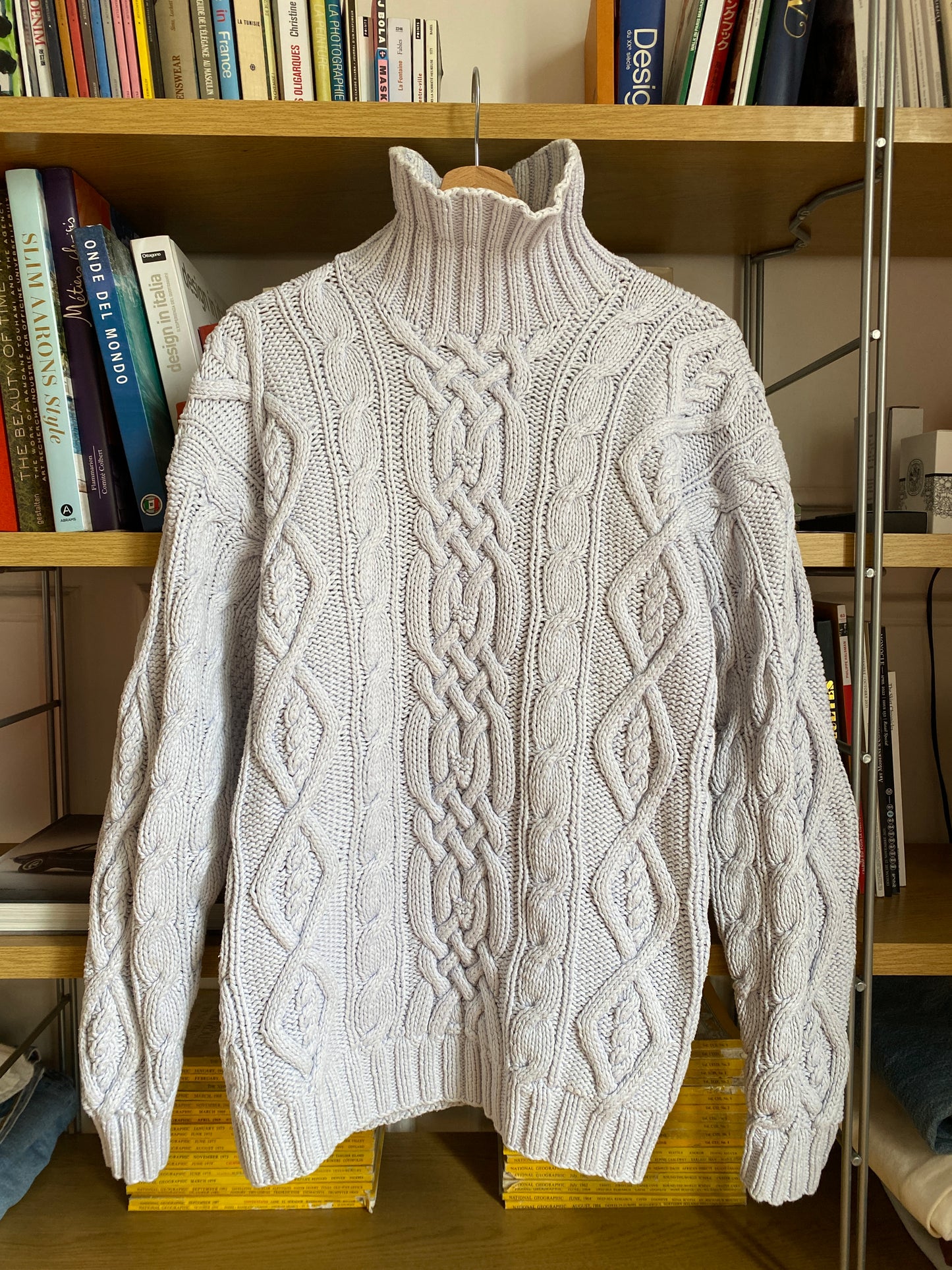 c.1990 Handknitted Blanc Bleu pullover