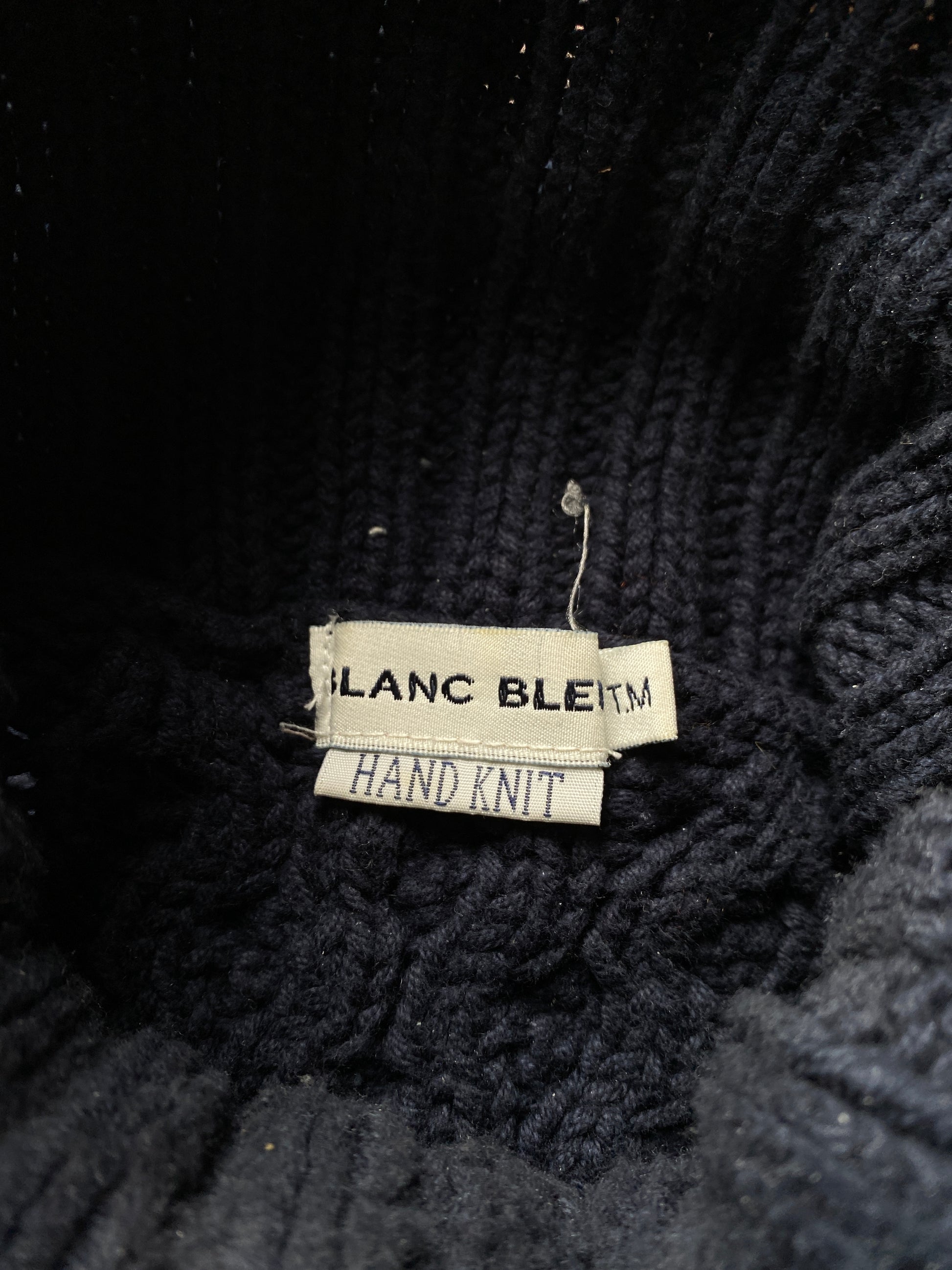 c.1990 Handknitted Blanc Bleu pullover